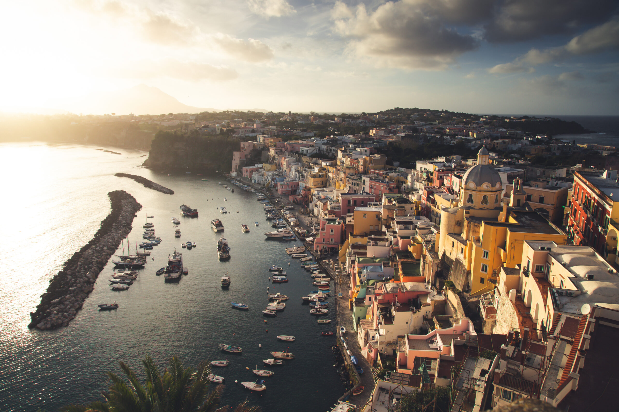 Beautiful fishing village, Marina Corricella on Procida Island,